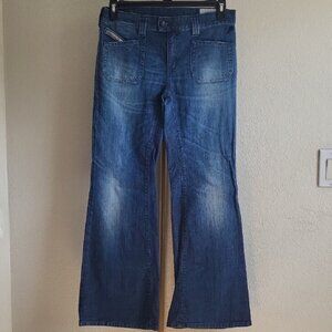Diesel Fluzi Mid-Rise Faded Wide Flare Stretch‎ Jeans SZ 31